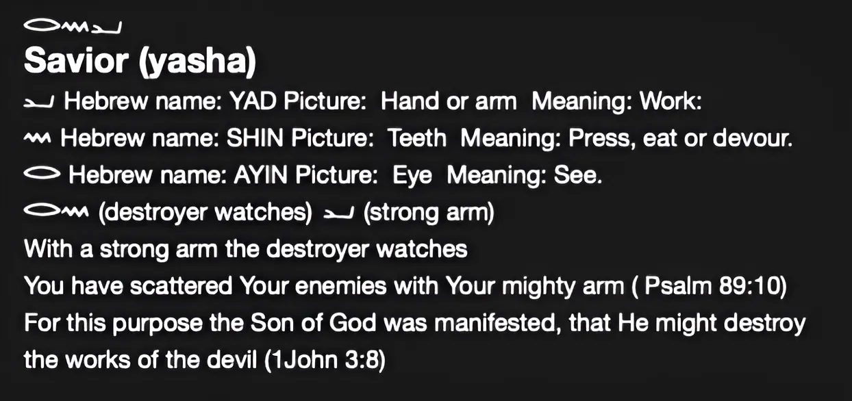 Yasha pictographic Hebrew meaning
